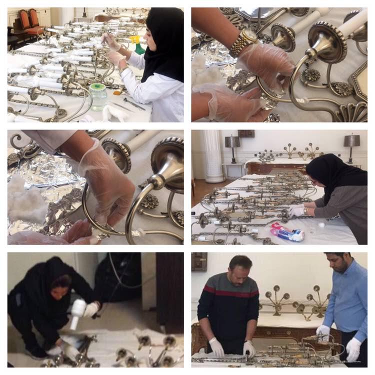 حفاظت و مرمت چراغهای دیوار کوب فلزی کاخ موزه ملت سعدآباد