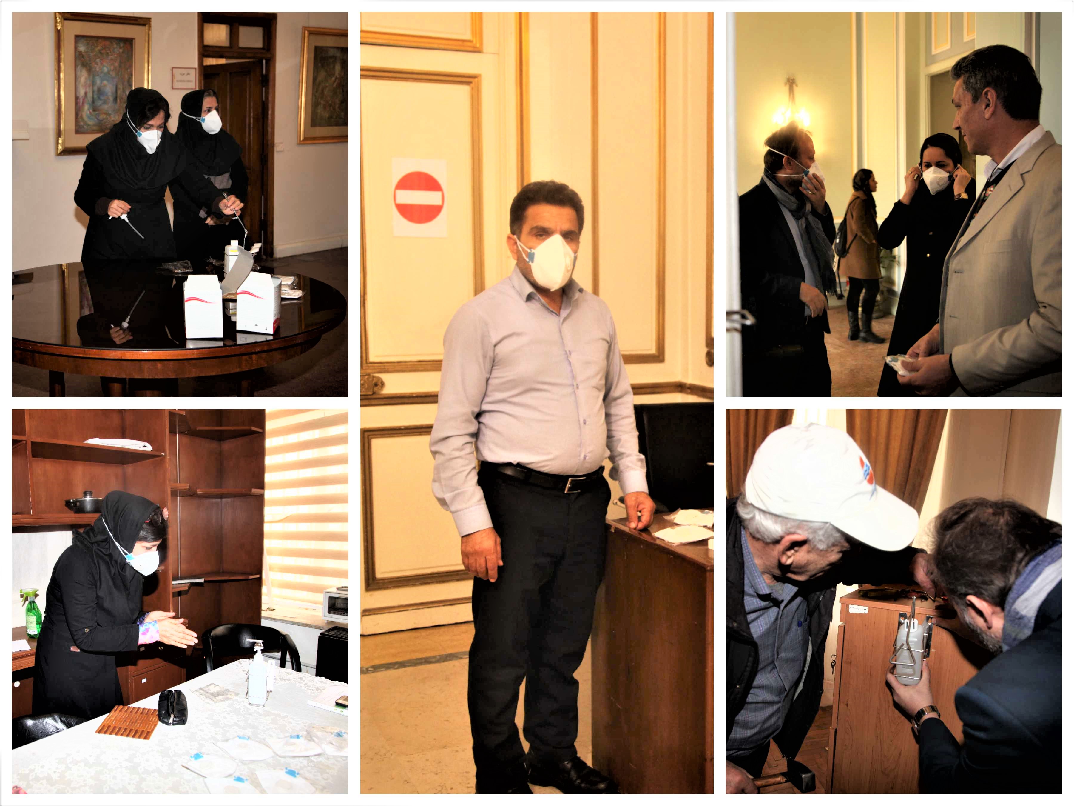 توزیع ماسک و محلول ضد عفونی کننده در مجموعه فرهنگی تاریخی سعدآباد