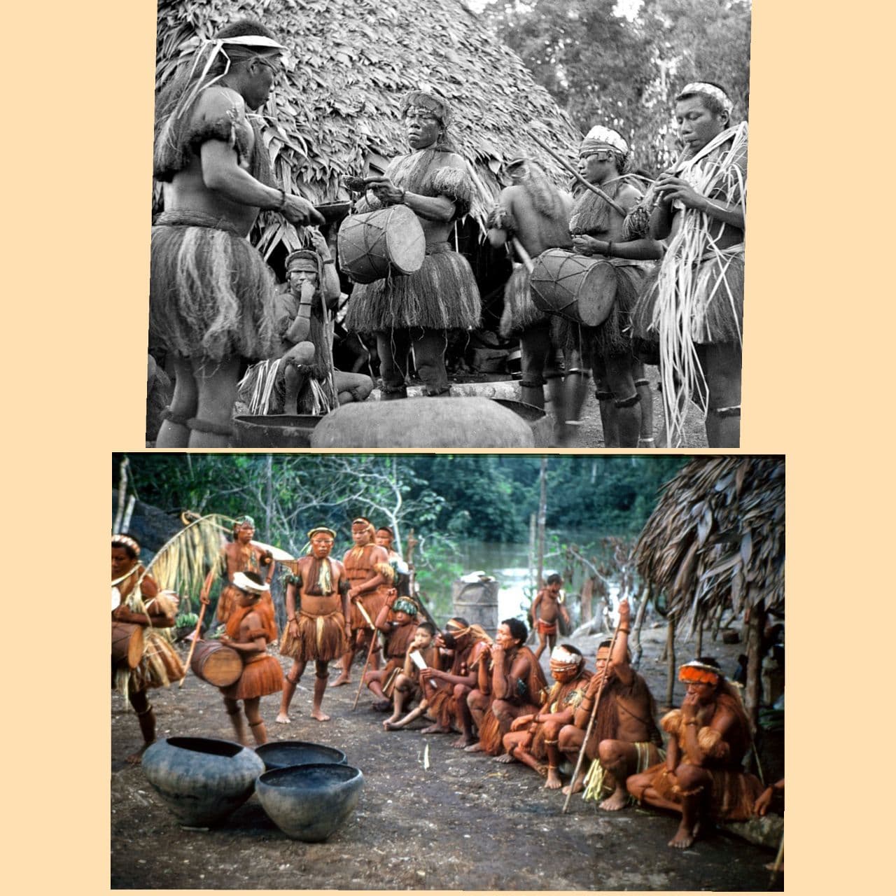 ظرف سفالی برای نگهداری رنگ و کاربرد رنگ در قبیله یاگوا the pottery for keeping color and usage of colour in yagua tribe